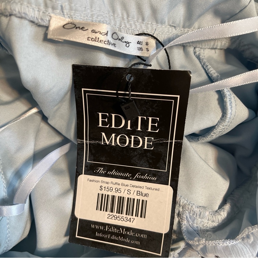 Edite Mode Blue Swiss Dot Tiered Mini Dress Ruffle Babydoll Coquette Party Small - Picture 11 of 13